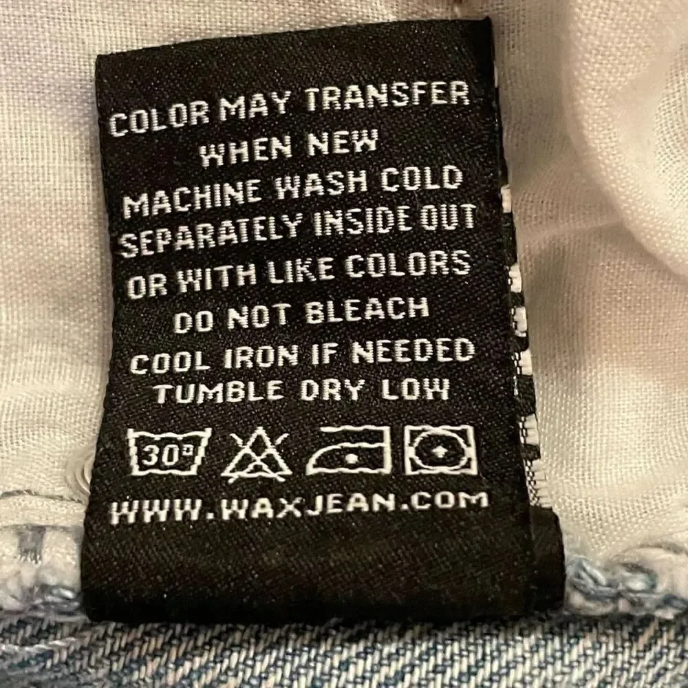 Wax Jean Y2K Wide Leg  Distressed Shredded Light Blue High Waist Jeans Sz M